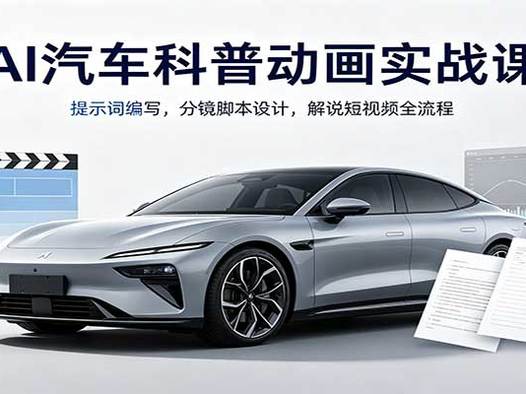 AI汽车科普动画实战课:提示词编写,分镜脚本设计,解说短视频全流程