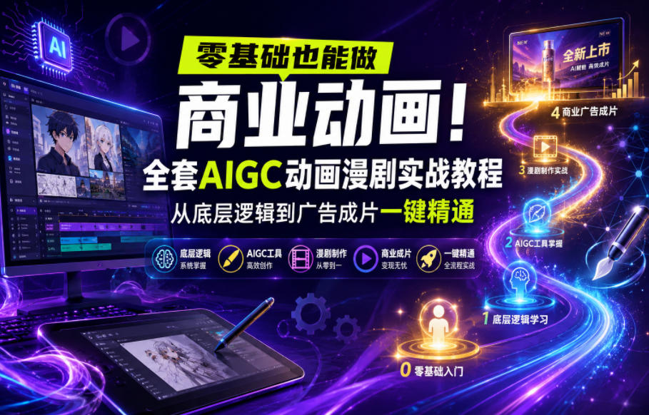 零基础也能做商业动画！全套AIGC动画漫剧实战教程，从底层逻辑到广告成片一键精通(更新0905)