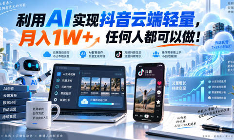 利用AI实现抖音云端轻量,月入1W+,任何人都可以做!【揭秘】