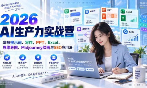 2026AI生产力实战营:掌握提示词、写作、PPT、Excel、思维导图、Midjourney绘画与SEO应用法