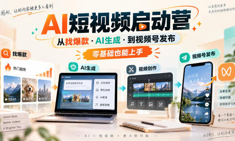 AI短视频启动营,从找爆款·AI生成·到视频号发布,零基础也能上手