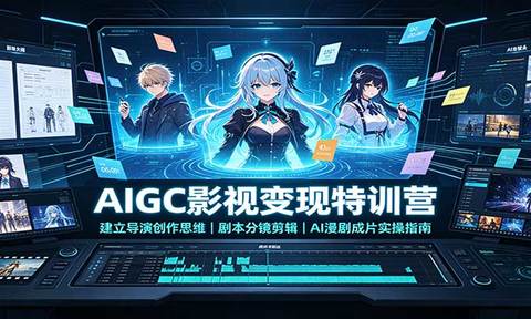 AIGC影视变现特训营:建立导演创作思维,剧本分镜剪辑,AI漫剧成片实操指南