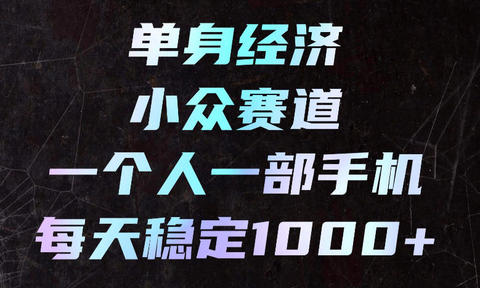 单身经济小众赛道,一个人一部手机,每天稳定1000+,长期可持续的赛道【揭秘】
