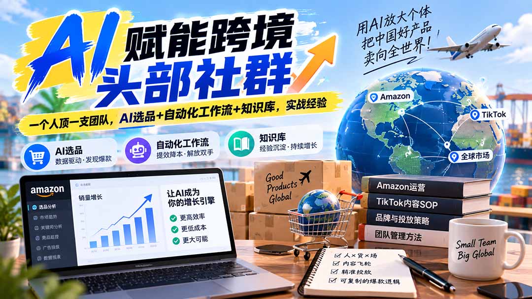AI赋能跨境头部社群-更新9月:一个人顶一支团队,AI选品+自动化工作流+知识库,实战经验