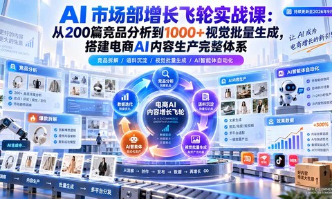 AI 市场部增长飞轮实战课:从200篇竞品分析到1000+视觉批量生成,搭建电商AI内容生产完整体系