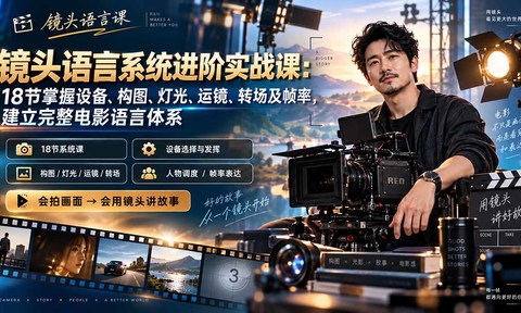 镜头语言系统进阶实战课:18节掌握设备、构图、灯光、运镜、转场及帧率,建立完整电影语言体系