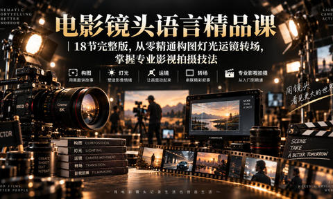 电影镜头语言精品课|18节完整版,从零精通构图灯光运镜转场,掌握专业影视拍摄技法
