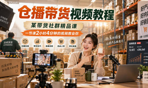 仓播带货视频教程,某带货社群精品课,一节课2小时4分钟的视频教会你