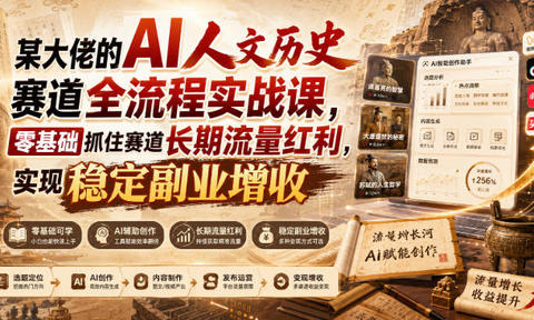 某大佬的AI人文历史赛道全流程实战课,零基础抓住赛道长期流量红利,实现稳定副业增收(更新)