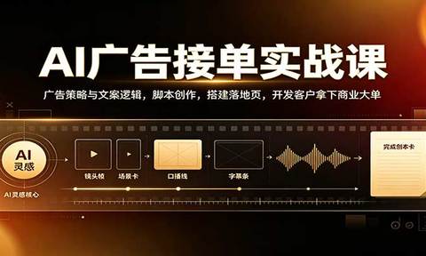 AI广告接单实战:广告策略与文案逻辑,脚本创作,搭建落地页,开发客户拿下商业大单