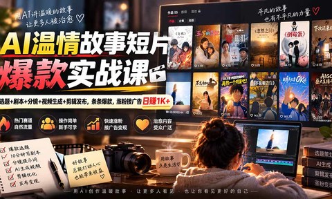 AI温情故事短片爆款实战课-更新|选题+剧本+分镜+视频生成+剪辑发布,条条爆款,涨粉接广告日赚1K+
