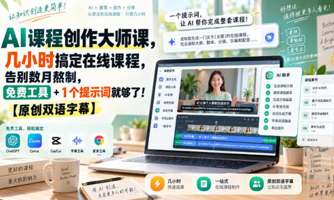 AI课程创作大师课,几小时搞定在线课程,告别数月熬制,免费工具+1个提示词就够了!【原创双语字幕】