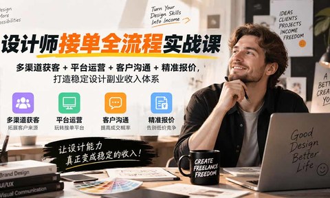设计师接单全流程实战课-无水印|多渠道获客+平台运营+客户沟通+精准报价,打造稳定设计副业收入体系