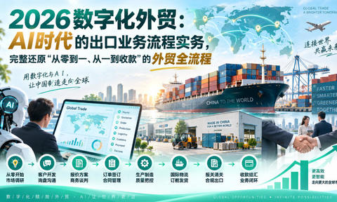 2026数字化外贸:AI时代的出口业务流程实务,完整还原”从零到一、从一到收款”的外贸全流程