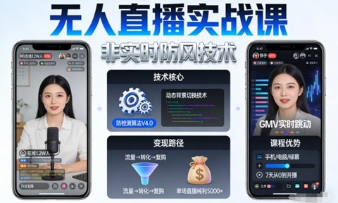 宝子哥无人直播实战课,非实时防风技术,聚焦抖音快手等平台直播带货,轻松开启直播变现之路(更新260922)