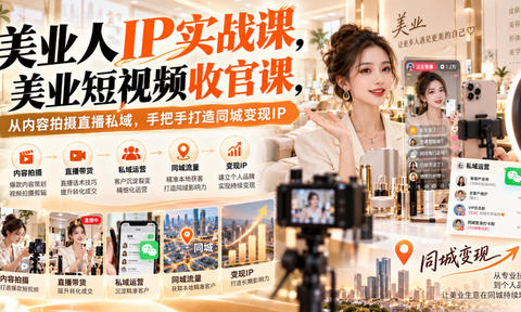 【无水印】美业人IP实战课,美业短视频收官课,从内容拍摄直播私域,手把手打造同城变现IP