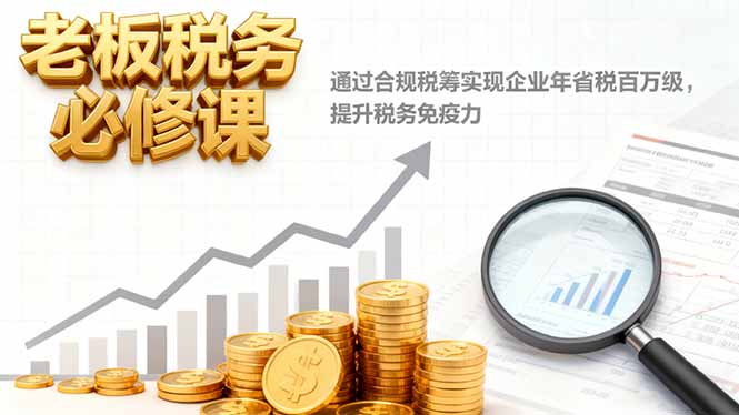 老板税务必修课,通过合规税筹实现企业年省税百万级,提升税务免疫力